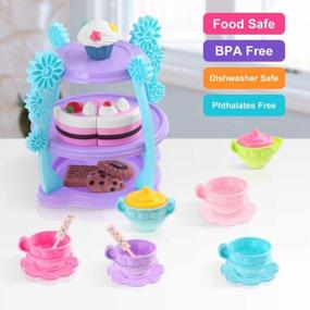 img 2 attached to 35-Piece Kids Tea Set - Perfect For Pretend Play Tea Parties With Boys & Girls | Includes Full Tea Set, Pastries, Cake Stand & More!