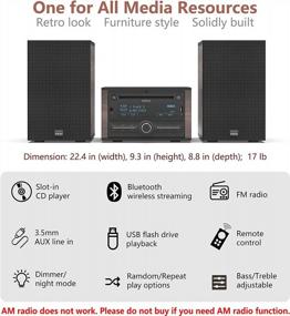 img 3 attached to KEiiD Bluetooth Stereo Shelf System With Retro CD Player, Speakers, FM Radio Receiver, USB, AUX, Bass/Treble EQ, Wooden CD Music Bookshelf System For Home Audio