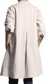img 3 attached to Women'S Cotton Linen Tunic Dress Button Up Jacket With Pockets For Women