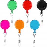 6 pcs retractable badge reels holders clip for id card holder, multicolor-b, durable school office supplies and nurses badge reel logo