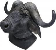 latex realistic latex bull cow animal head mask, animal head fancy dress carnival party black logo