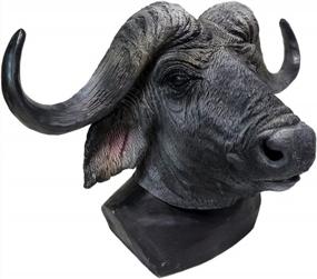 img 2 attached to Latex Realistic Latex Bull Cow Animal Head Mask, Animal Head Fancy Dress Carnival Party Black
