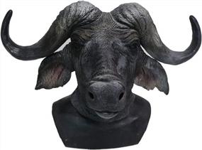 img 1 attached to Latex Realistic Latex Bull Cow Animal Head Mask, Animal Head Fancy Dress Carnival Party Black