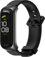 📿 3chome silicone bracelet soft sport band: samsung galaxy fit 2 straps - black replacement watchband логотип