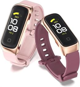 img 3 attached to 📿 3Chome Silicone Bracelet Soft Sport Band: Samsung Galaxy Fit 2 Straps - Black Replacement Watchband