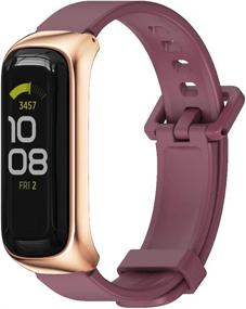 img 2 attached to 📿 3Chome Silicone Bracelet Soft Sport Band: Samsung Galaxy Fit 2 Straps - Black Replacement Watchband