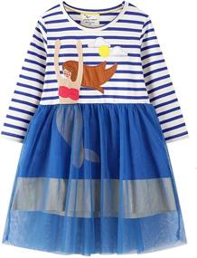 img 4 attached to Hongshilian Dresses Cartoon Reindeer Christmas Girls' Clothing : Dresses