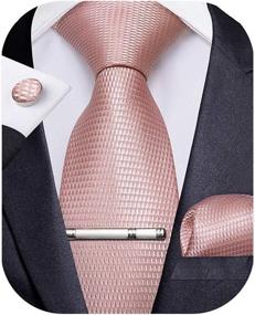 img 4 attached to 👔 DiBanGu Plaids Mens Accessories Set - Necktie, Handkerchief, Cufflinks - Ideal for Ties, Cummerbunds, and Pocket Squares