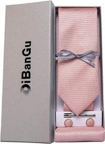 img 3 attached to 👔 DiBanGu Plaids Mens Accessories Set - Necktie, Handkerchief, Cufflinks - Ideal for Ties, Cummerbunds, and Pocket Squares