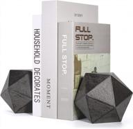 modern cast iron bookends with geometric ball design - decorative & functional set of 2 for home or office logo