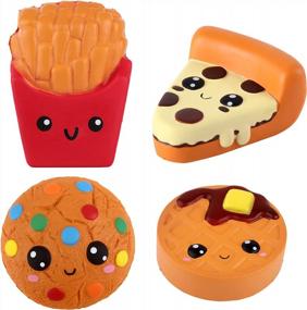 img 4 attached to Get Relief From Stress With Anboor Squishies Pizza, Cookies, Cake, And Fries – Soft, Slow Rising, Kawaii, And Scented Toy Set For Kids With Decorative Props