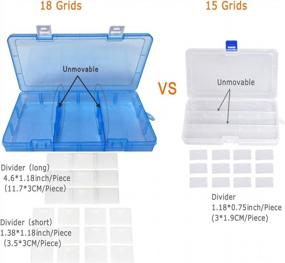 img 1 attached to Adjustable Plastic Storage Container With Removable Dividers For Jewelry, Beads, Earrings, Tools, Fishing Hooks, And Small Accessories - 18 Grids In Pink-Blue By DUOFIRE