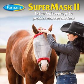 img 2 attached to Horse Fly Mask With Full Face Coverage And Eye Protection - SuperMask II Without Ears, Average Size Horses, Structured Classic Styling Mesh With Plush Trim