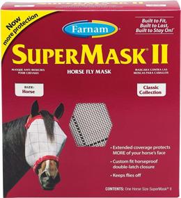 img 4 attached to Horse Fly Mask With Full Face Coverage And Eye Protection - SuperMask II Without Ears, Average Size Horses, Structured Classic Styling Mesh With Plush Trim
