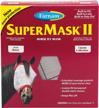 horse fly mask with full face coverage and eye protection - supermask ii without ears, average size horses, structured classic styling mesh with plush trim logo