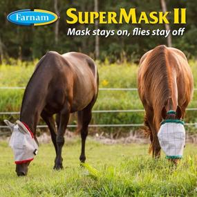 img 3 attached to Horse Fly Mask With Full Face Coverage And Eye Protection - SuperMask II Without Ears, Average Size Horses, Structured Classic Styling Mesh With Plush Trim