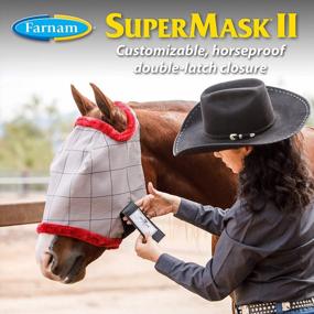 img 1 attached to Horse Fly Mask With Full Face Coverage And Eye Protection - SuperMask II Without Ears, Average Size Horses, Structured Classic Styling Mesh With Plush Trim