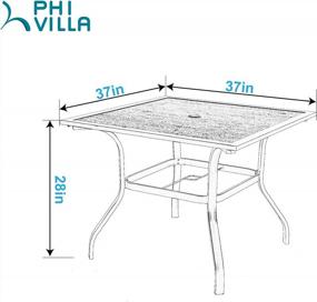 img 2 attached to PHI VILLA 37" X 37" Patio Dining Table Outdoor Dining Furniture Umbrella Table With 1.57" Umbrella Hole, Steel Frame With Premium PVC Table Top For Patio, Lawn Garden