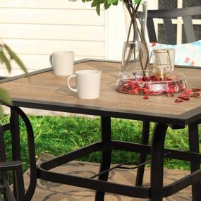 img 1 attached to PHI VILLA 37" X 37" Patio Dining Table Outdoor Dining Furniture Umbrella Table With 1.57" Umbrella Hole, Steel Frame With Premium PVC Table Top For Patio, Lawn Garden