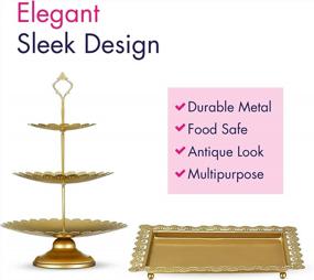 img 2 attached to 9-Piece Antique Riccle Gold Cake Stand Set - Perfect For Christmas, Wedding, Birthday & More!