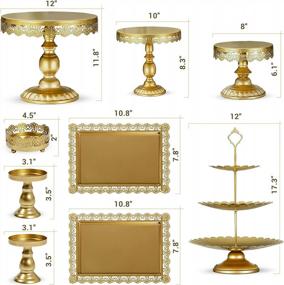 img 3 attached to 9-Piece Antique Riccle Gold Cake Stand Set - Perfect For Christmas, Wedding, Birthday & More!