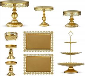 img 4 attached to 9-Piece Antique Riccle Gold Cake Stand Set - Perfect For Christmas, Wedding, Birthday & More!