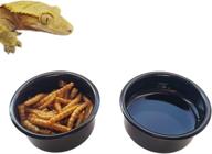 🦎 mrtioo crested gecko feeder cups: premium reptile food and water bowls - ideal lizard & small pet accessories - black 2pcs logo