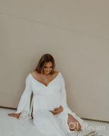 картинка 1 прикреплена к отзыву Maternity Off Shoulder Wrap Flare Sleeves Maxi Photography Dress Baby Shower Gown от Jeff Wyble