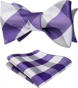 img 4 attached to Stylish Plaid Bow Tie And Pocket Square Set For Men'S Formal Occasions