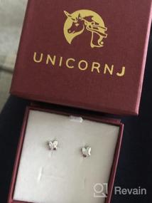 img 6 attached to UNICORNJ Small Italian 14K Gold Butterfly Stud Earrings with CZ Simulated Diamonds - Ideal for Children, Kids, and Babies