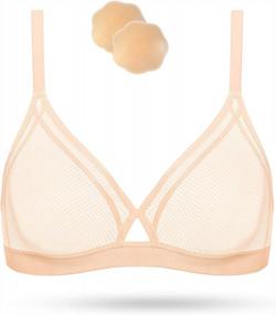 img 4 attached to Sheer Lace Mesh Bralette: Wireless, Unlined, And Plunge Triangle Transparent Bra For Women By Wingslove - The Ultimate Sexy And Alluring Lingerie