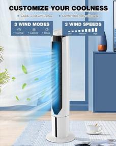img 3 attached to ARLIME Evaporative Air Cooler Tower Fan With Remote, 70° Oscillation & 9-Hour Timer, Portable Swamp Cooler With 4 Ice Packs For Home Bedroom Office Room AC Conditioning