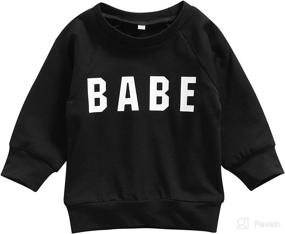 img 4 attached to YMQ Infant Toddler Baby Girls Boys Crewneck Pullover Sweatshirt Top Long Sleeve Letter Casual Sweater Blouse Fall Clothes Outfits Babe Black 2 3T Apparel & Accessories Baby Boys best in Clothing