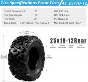img 2 attached to Set Of 4 Motorhot All Terrain ATV UTV Tires 25X8-12 Front & 25X10-12 Rear 6PR Tubeless For Enhanced Off-Road Performance