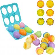 🥚 educational easter eggs: color shape matching set with blue egg holder - boost early learning, sorting & recognition skills in toddlers - perfect easter basket stuffers (6 eggs) логотип