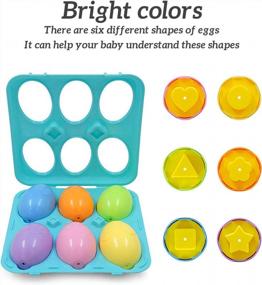 img 3 attached to 🥚 Educational Easter Eggs: Color Shape Matching Set with Blue Egg Holder - Boost Early Learning, Sorting & Recognition Skills in Toddlers - Perfect Easter Basket Stuffers (6 Eggs)