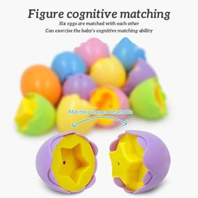 img 1 attached to 🥚 Educational Easter Eggs: Color Shape Matching Set with Blue Egg Holder - Boost Early Learning, Sorting & Recognition Skills in Toddlers - Perfect Easter Basket Stuffers (6 Eggs)