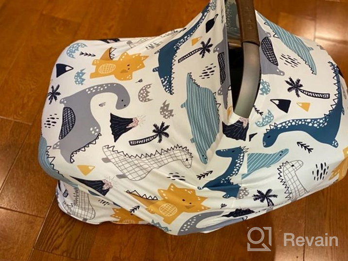 img 1 attached to HONGTEYA Baby Car Seat Covers Nursing Cover Soft Breathable Infant Car Seat Covers For Baby Multi Use Breastfeeding Cover Baby Stroller Cover Carseat Canopy For Boys And Girls Shower Gifts (Dinosaur5) review by Jero Fontaine