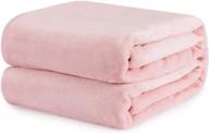 pink lightweight fleece blanket throw for couch, bed, camping, and travel - super soft cozy microfiber flannel, 50 x 60 inches plush and all-season blankets, by wemore logo