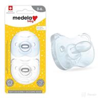 🍼 medela baby pacifier 0-6 months: sterilizing case, 2-pack, soft silicone, bpa-free, natural suckling - blue and clear logo