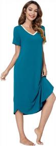 img 1 attached to Comfortable And Soft: Women'S Short-Sleeved Bamboo Nightgown With V-Neck And Side Slits