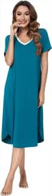 img 2 attached to Comfortable And Soft: Women'S Short-Sleeved Bamboo Nightgown With V-Neck And Side Slits