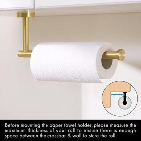 img 1 attached to Brushed Brass Paper Towel Holder For 11-Inch Rolls - Wall-Mounted SUS 304 Stainless Steel Dispenser (Model A2175S30-BZ) Ideal For Kitchen Use
