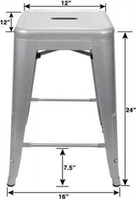 img 1 attached to Set Of 4 UrbanMod 24-Inch Metal Barstools - Modern And Industrial Counter-Height Backless Bar Stools For Kitchen Island, Patio, Restaurant, And Home - Heavy Duty And Stackable (Silver)