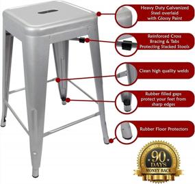 img 3 attached to Set Of 4 UrbanMod 24-Inch Metal Barstools - Modern And Industrial Counter-Height Backless Bar Stools For Kitchen Island, Patio, Restaurant, And Home - Heavy Duty And Stackable (Silver)