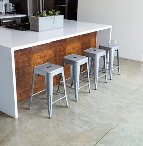 img 2 attached to Set Of 4 UrbanMod 24-Inch Metal Barstools - Modern And Industrial Counter-Height Backless Bar Stools For Kitchen Island, Patio, Restaurant, And Home - Heavy Duty And Stackable (Silver)