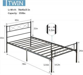 img 2 attached to VECELO Twin Metal Platform Bed Frame With Headboard & Footboard: Sturdy, Easy-To-Assemble Mattress Foundation For Firm Support In Sleek Black Finish