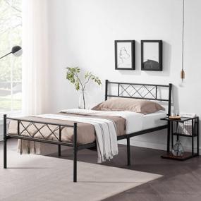 img 3 attached to VECELO Twin Metal Platform Bed Frame With Headboard & Footboard: Sturdy, Easy-To-Assemble Mattress Foundation For Firm Support In Sleek Black Finish