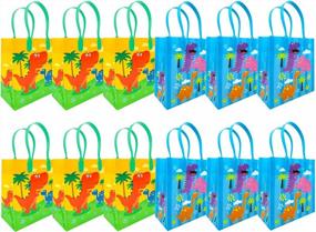 img 4 attached to Dinosaurs Party Favor Treat Bags With Handles, Dinosaur Candy Bags For Kids Birthday Party, Party Supply Decorations Pack Of 12