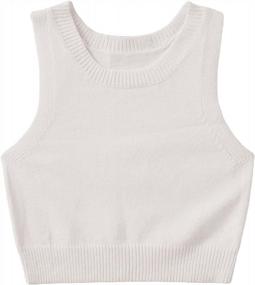 img 4 attached to Verdusa Women'S Round Neck Sleeveless Knit Sweater Vest Pullover Crop Tank Top Shirt